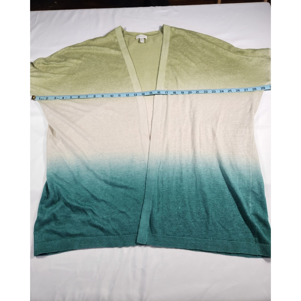 Garnet Hill Blue Green Ombre 100% Linen Open Front Cardigan Long Sleeve Size M - Picture 4 of 8
